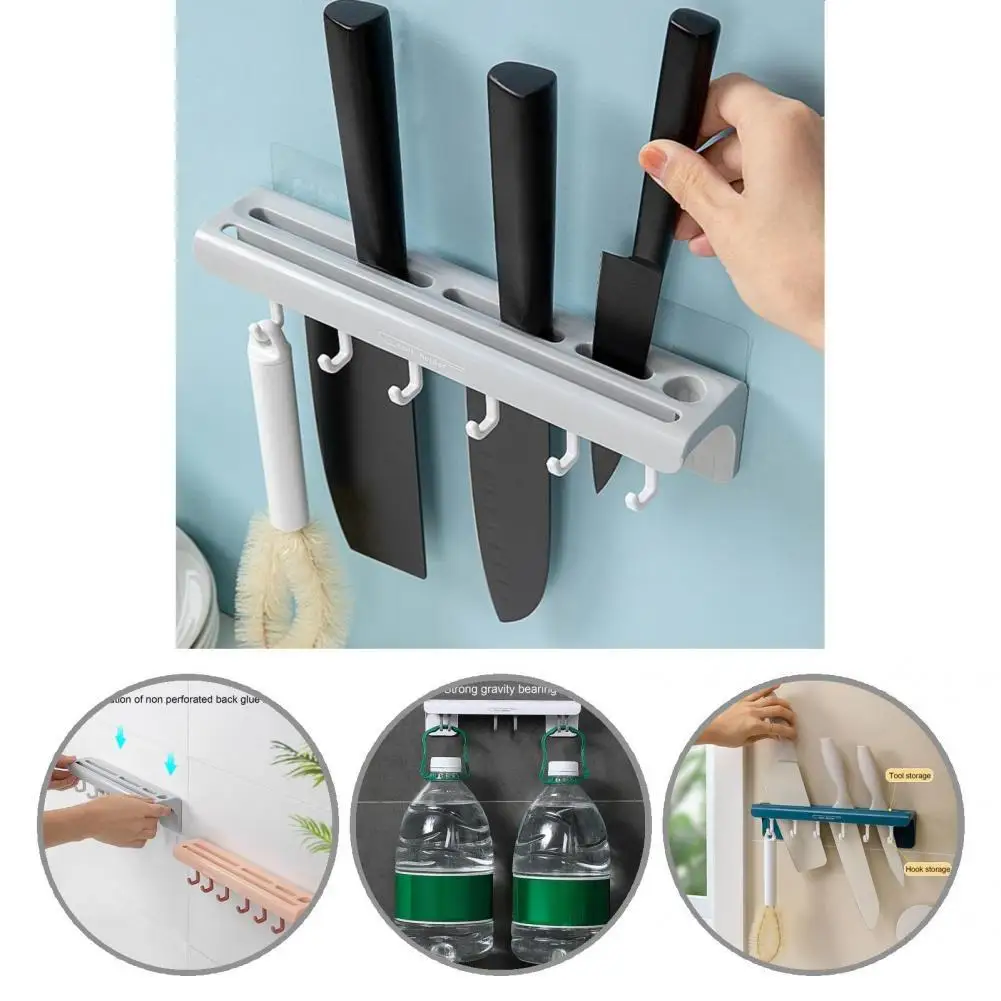 

Bright Color Simple 6 Holes Cutter Storage Holder ABS Kitchen Rack Easy to Clean for Gifts kitchen accessories