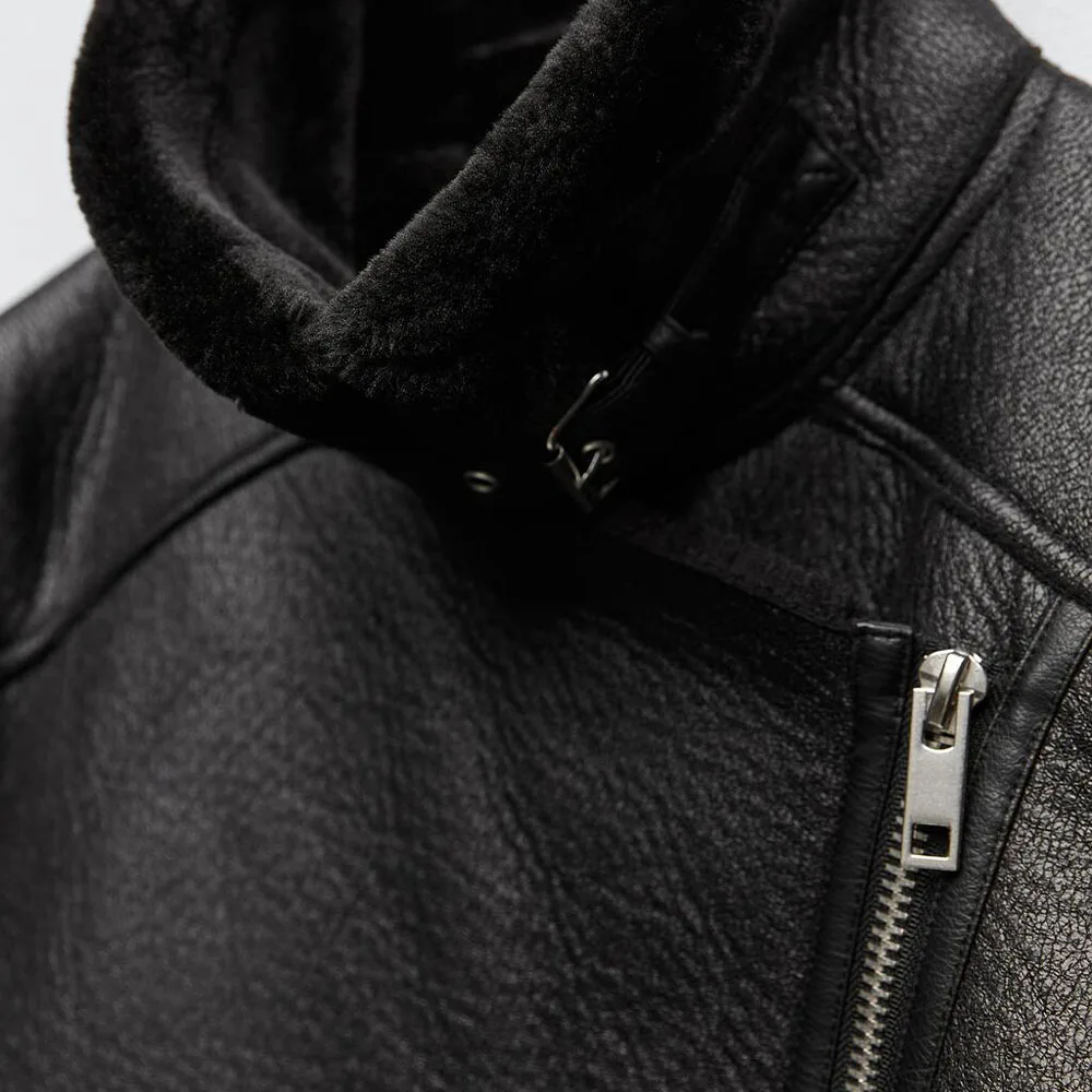 Autumn and winter fashion new women's temperament handsome versatile lapel long sleeve black double-sided jacket coat