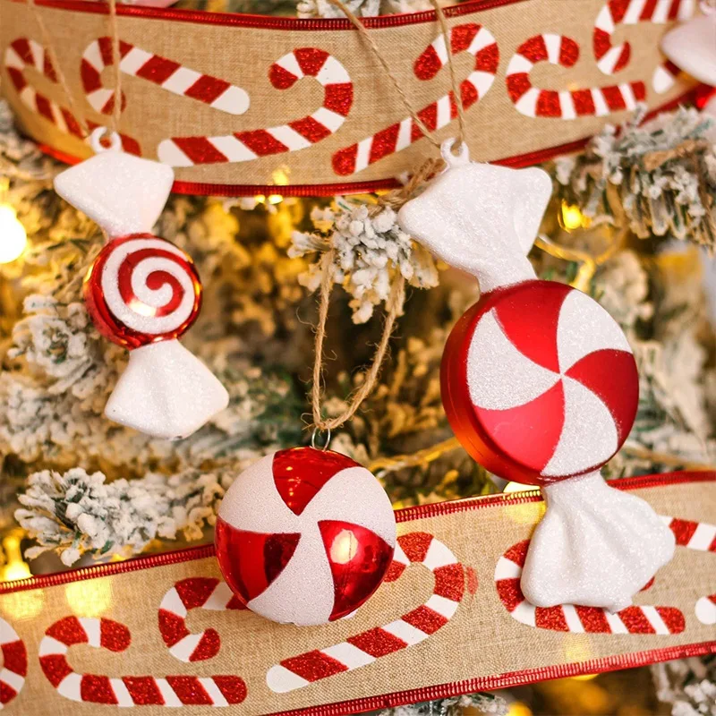 

Christmas Decoration Large Candy Lollipop Cane Pendant Xmas Tree Hanging Red And White Painted Ornament Navidad New Year Present