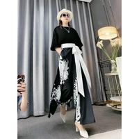 brand design new loose slim temperament suit two piece printed wide leg pants suit women fashion women in the summer of 2022