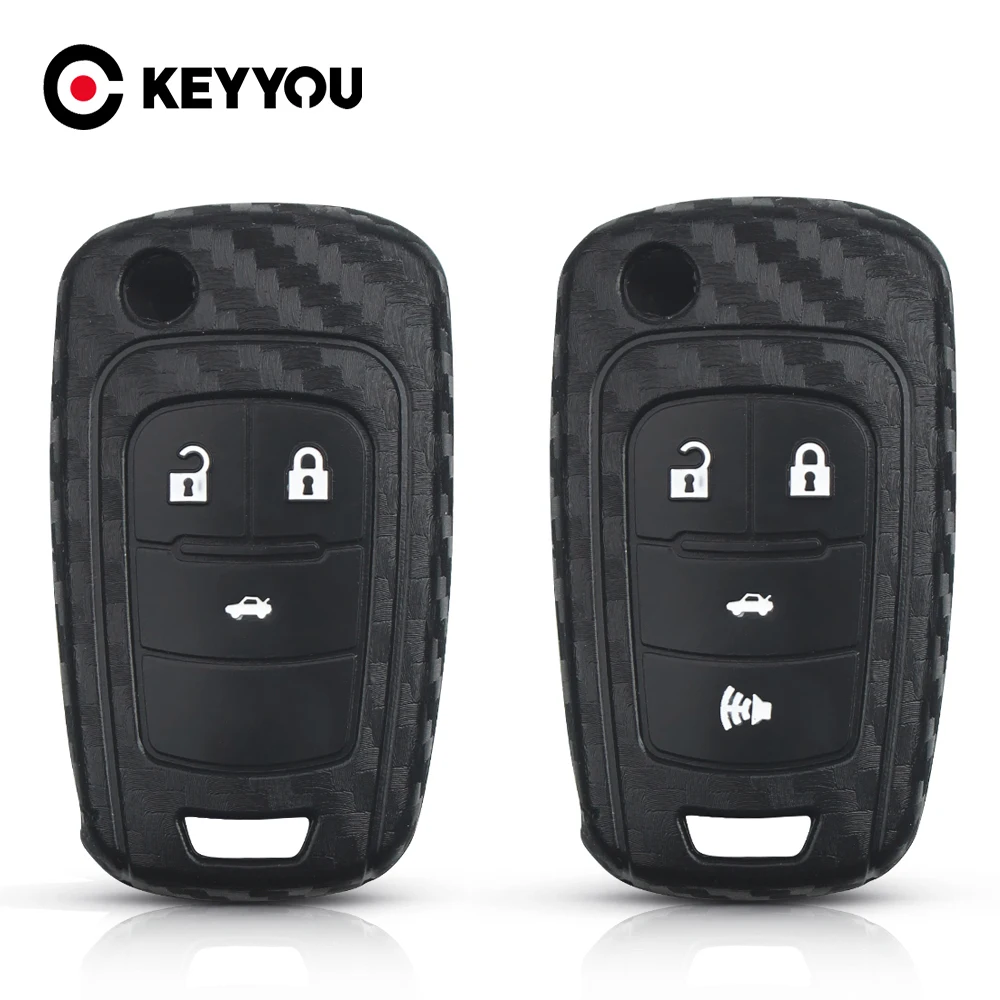 

KEYYOU 10pcs For Buick For Chevrolet Cruze Aveo Lova Sail For Opel Astra Corsa Meriva Zafira Antara Carbon Silicone Car Key Case