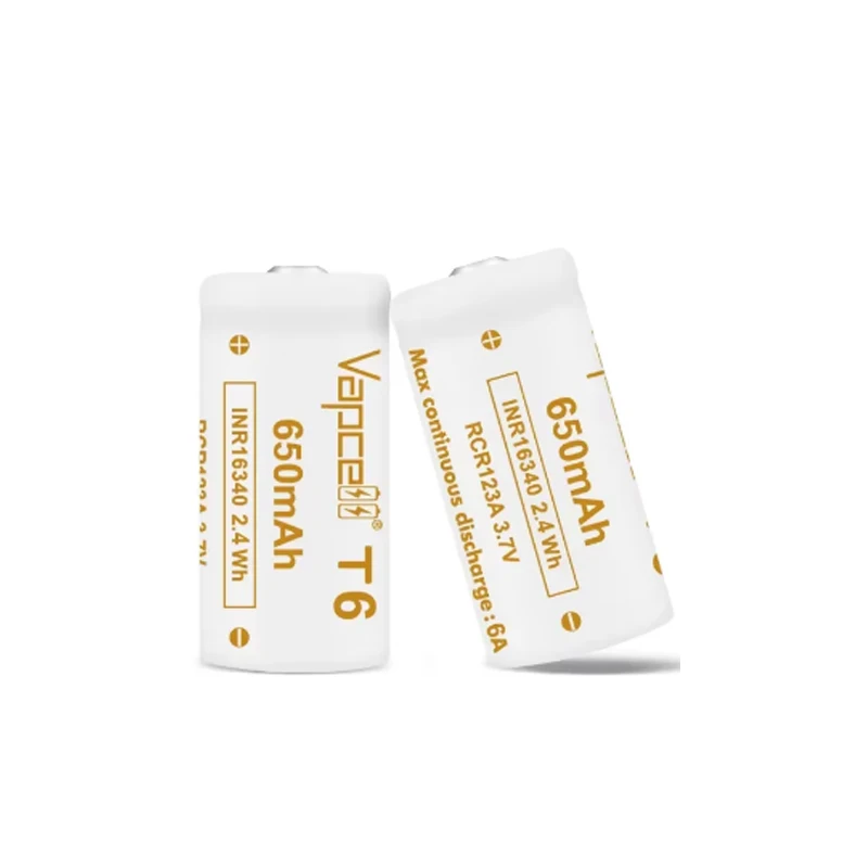 1-10 шт. оригинальный аккумулятор Vapcell T6 16340 емкость 650 мАч 6 А 3 7 В верхняя литиевая