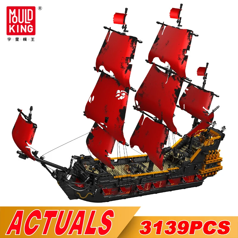 

MOULD KING 13109 Creative Gifts for Kids Pirates Ship Building Blocks MOC Bricks Red Ship Model Kits to Build Educational Toys