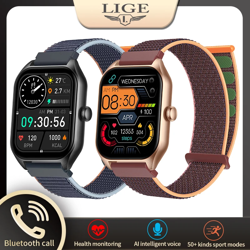 

LIGE 2023 New Smart Watch For Men Full Touch Screen Sport Fitness Watches Waterproof Bluetooth Call Smartwatch Man Reloj Hombre