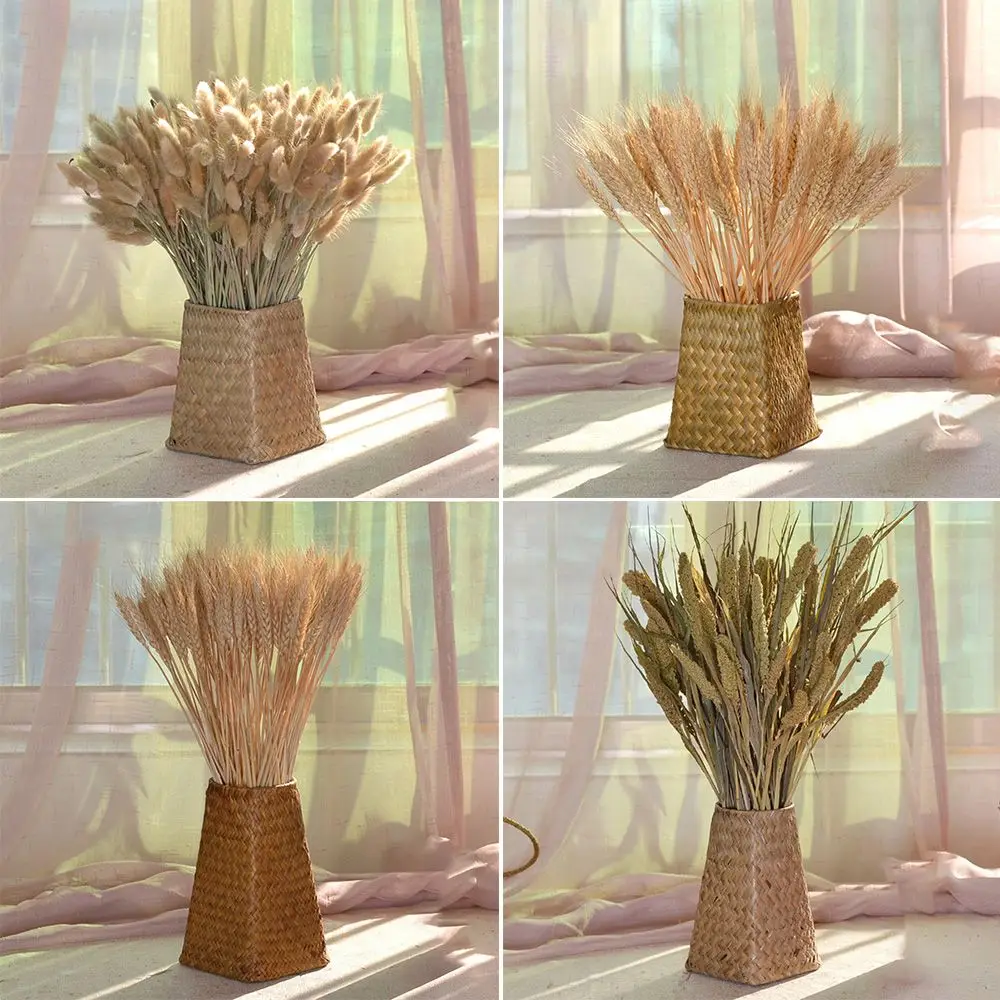 

Simple Home Decoration Office Ornaments Tabletop Ornament Flower Plant Pot Seaweed Woven Vase Flower Arrangement