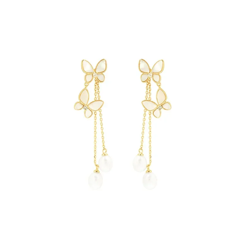 Корейские модные висячие серьги с жемчугом и бабочкой для женщин роскошные