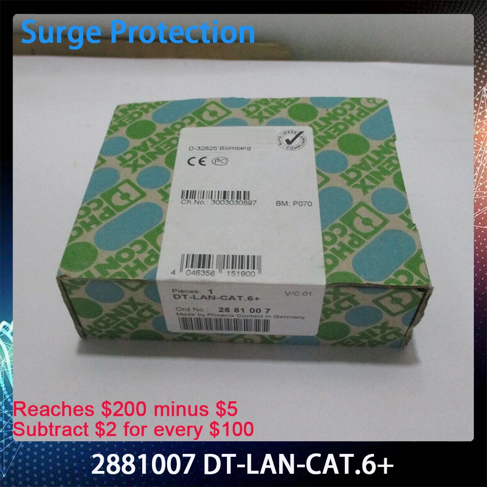 2881007 DT-LAN-CAT.6 + штепсельная Вилка для установки на DIN-рейку Phoenix для защиты от перенапряжения Phoenix для информационных технологий