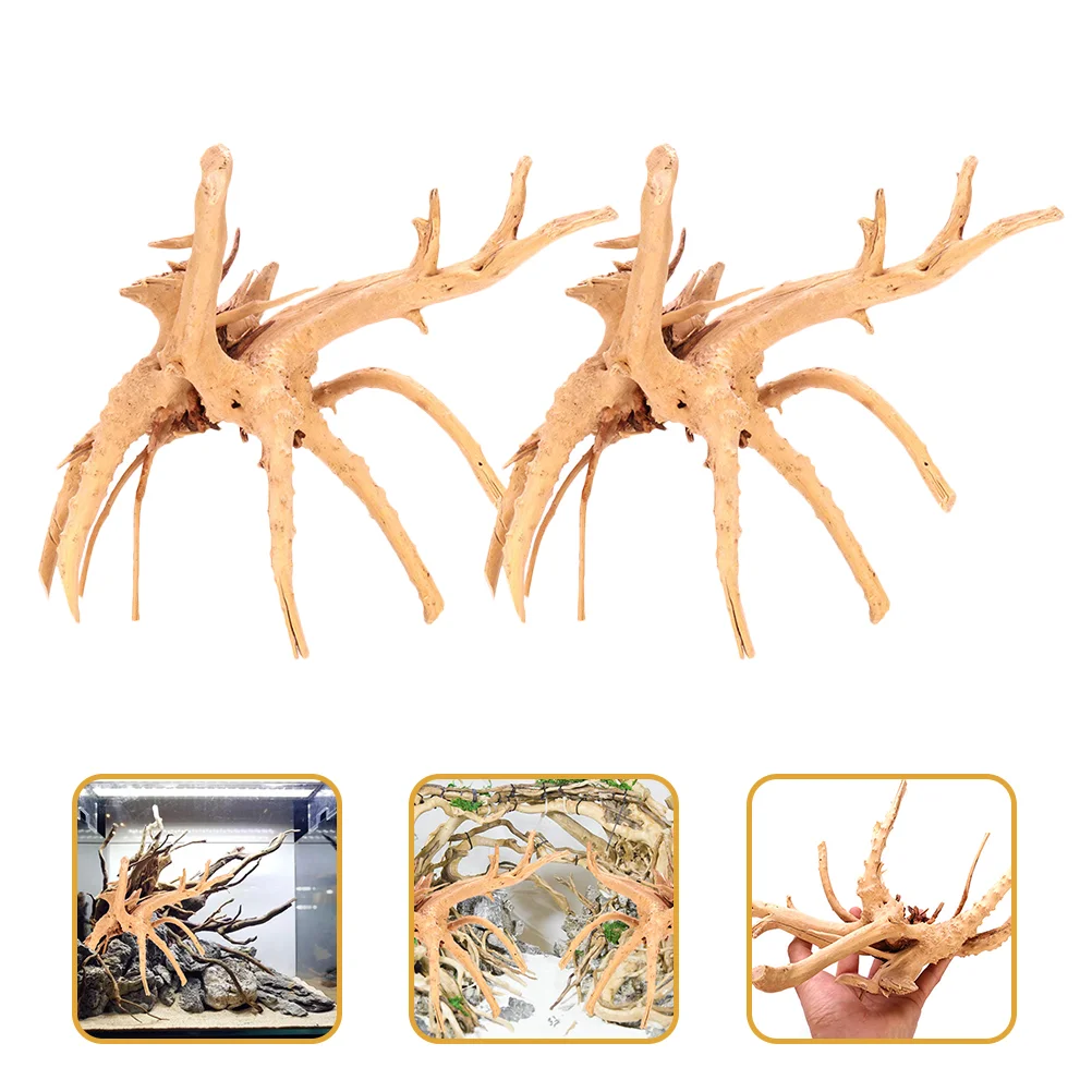 

2 Pcs Fish Tank Decor Root Aquarium Ornament Decorations Underwater Crafts Rhododendron Decorative Driftwood Decors