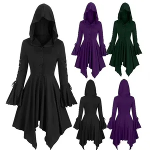 Gothic Hoodie For Women Punk Court Style Black Purple Coat Outwears Autumn Slim Halloween Cosplay Coat Dark Female Clothing