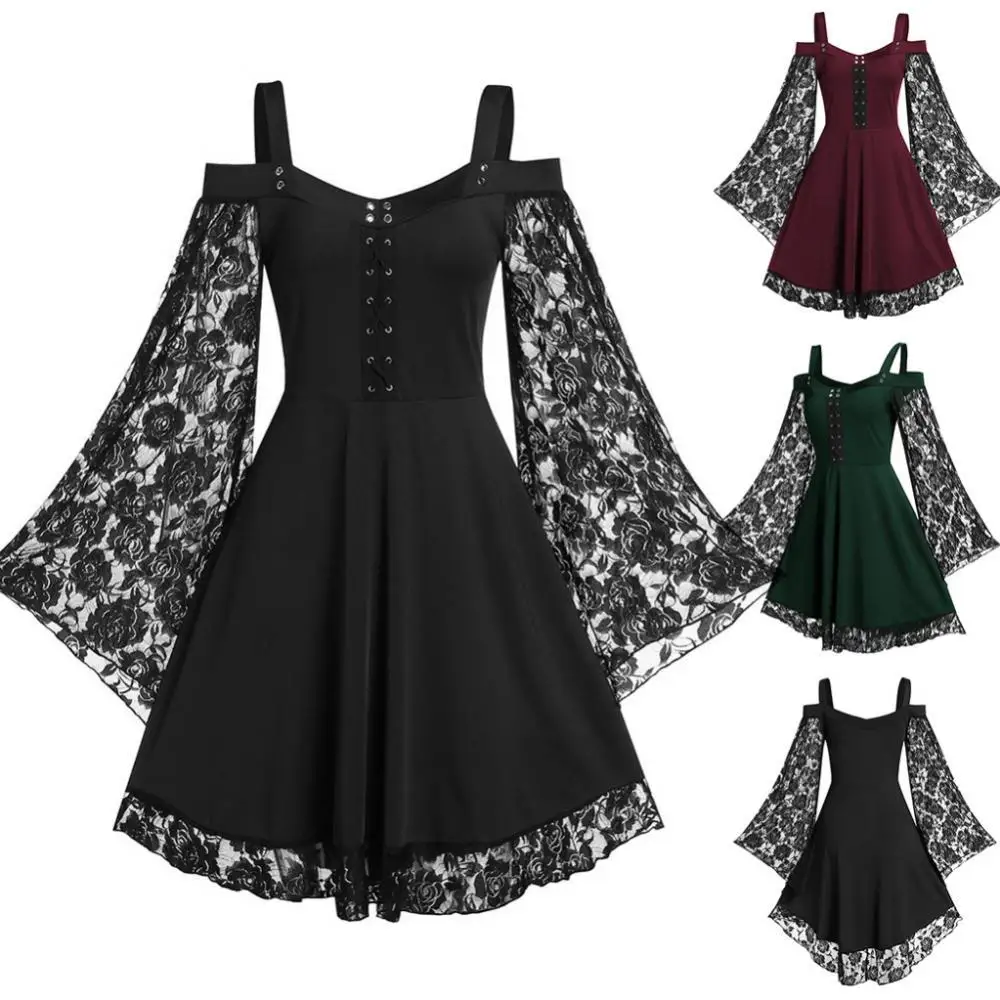 

Женское готическое облегающее платье с открытыми плечами