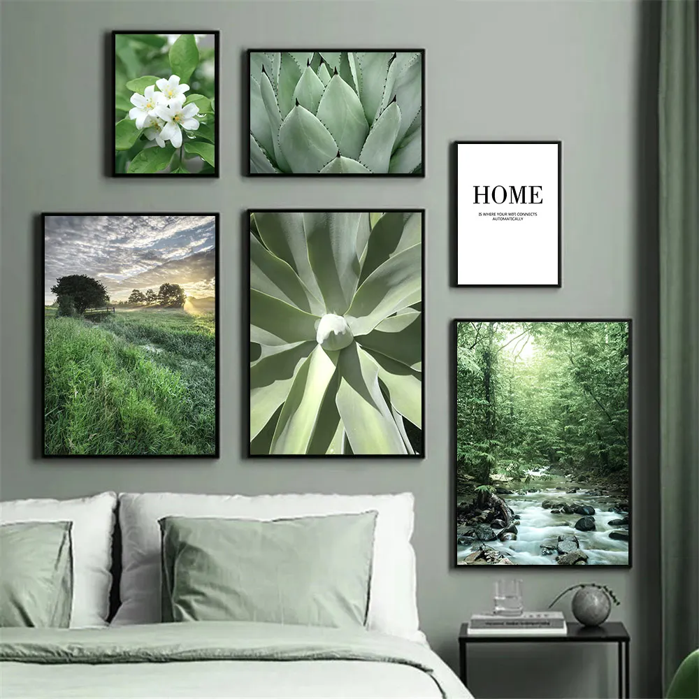 

Художественный плакат, пейзаж, стена, лес, олень, зеленая трава, кактус, цветок, водопад, холст, печатная живопись, картина, украшение для дома