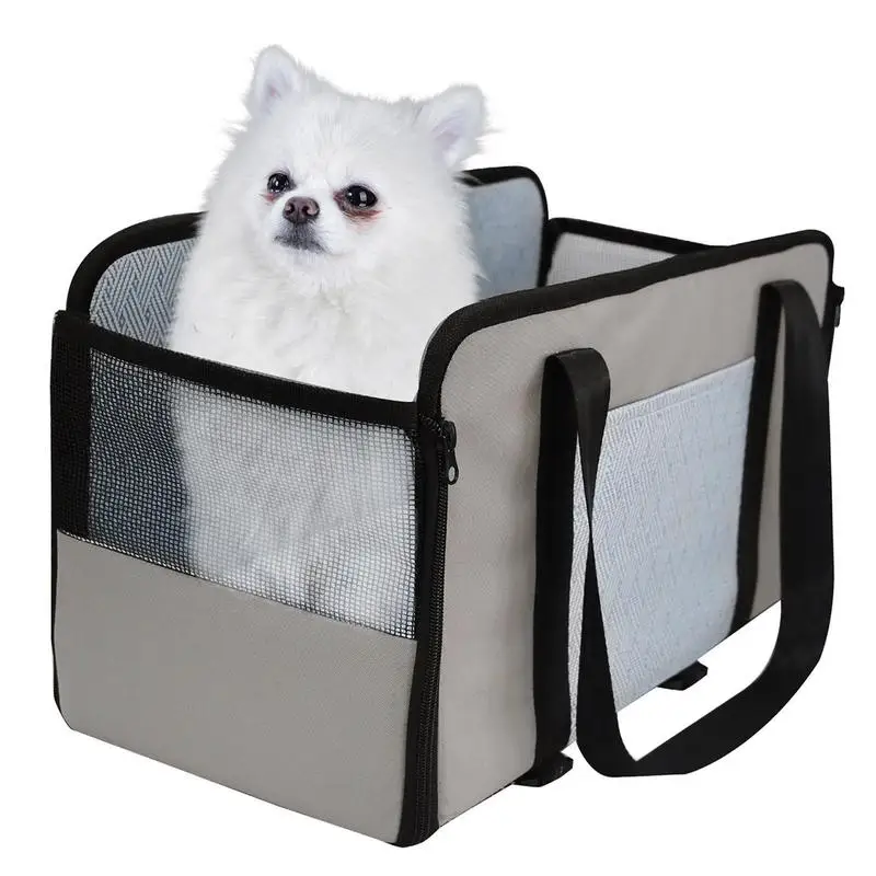 

Dog Car Seat Puppy Booster Seat Easy Carrying Comfortable Portable Pet Travel Car Carrier With Safety Tethers Console Breathable