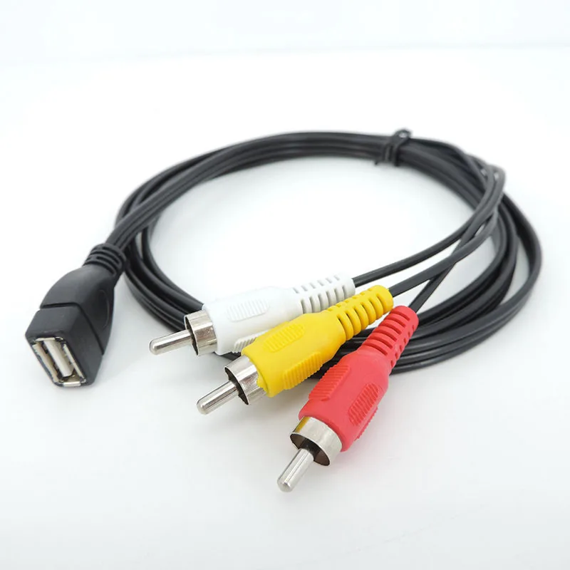 Фото 1,5 м USB-кабель «мама» на 3RCA «папа» аудио и видео Конвертер аудио и видео USB 2.0 на 3RCA для ТВ DVD-приставки F1 №3