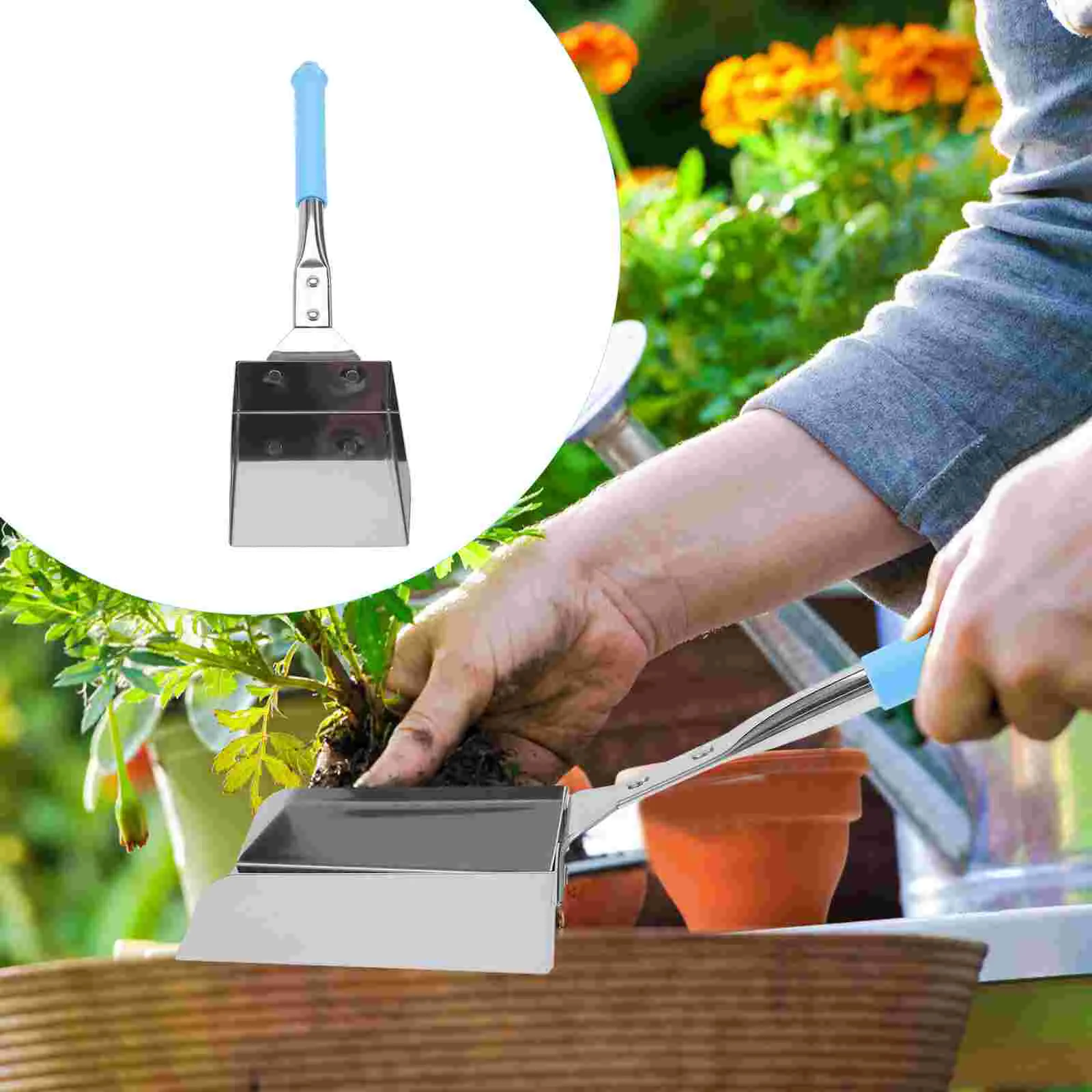 

Garden Soil Spade Scoop Kids Hand Gardening Post Hole Planting Poop Potting Digging Dustpan Scooper Pet Bonsai Tools Potted
