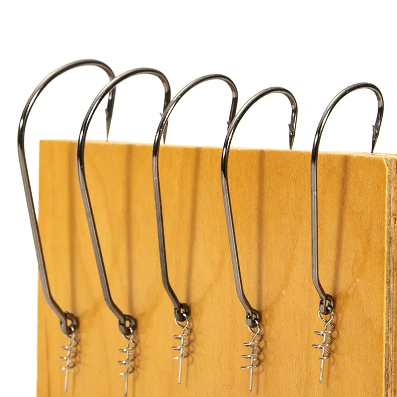 

10pcs With Spring Pin Fishing Hook For Pike Soft Baits Freshwater Boat Fishing