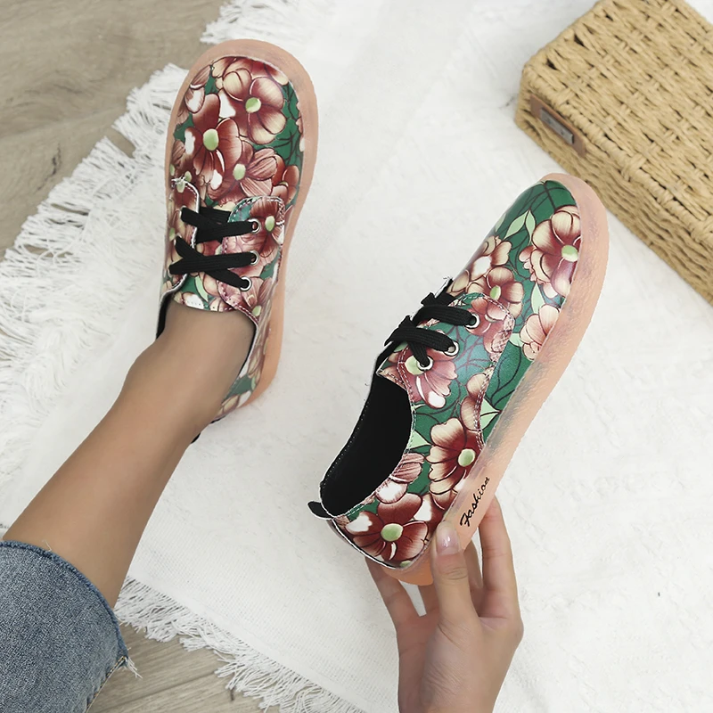 

Shoes Women's Spring and Autumn Korean Style Round Toe Low-heel Flat Lace-up Comfortable Casual Shoes Casual Lace Up Comfortable