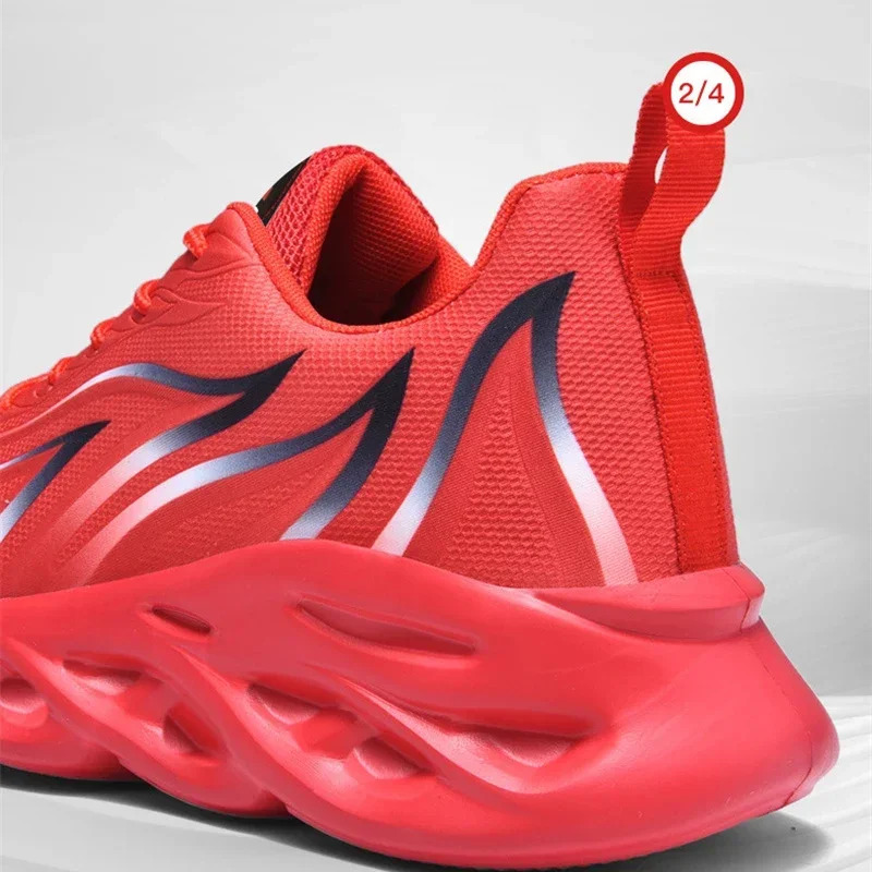 Кроссовки Легкая обувь Модные уличные спортивные кроссовки с пламенным принтом