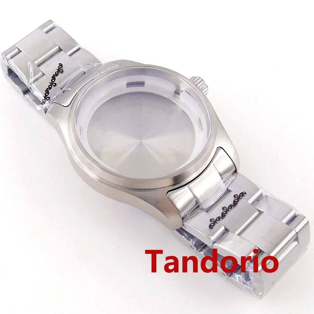 Tandorio 39mm Stainless Steel Pilot Watch Case Sapphire Glass 20ATM For NH34 NH35 NH36A ETA2824 PT5000 Auto Movement Solid Back