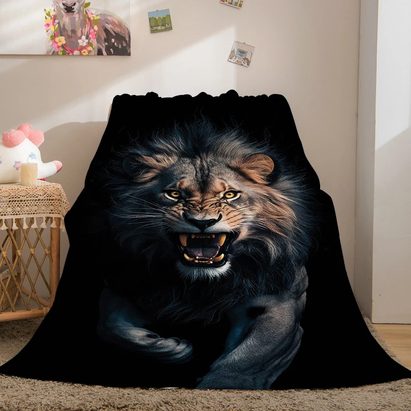Флисовое одеяло с изображением Льва зимнее постельное белье из микрофибры