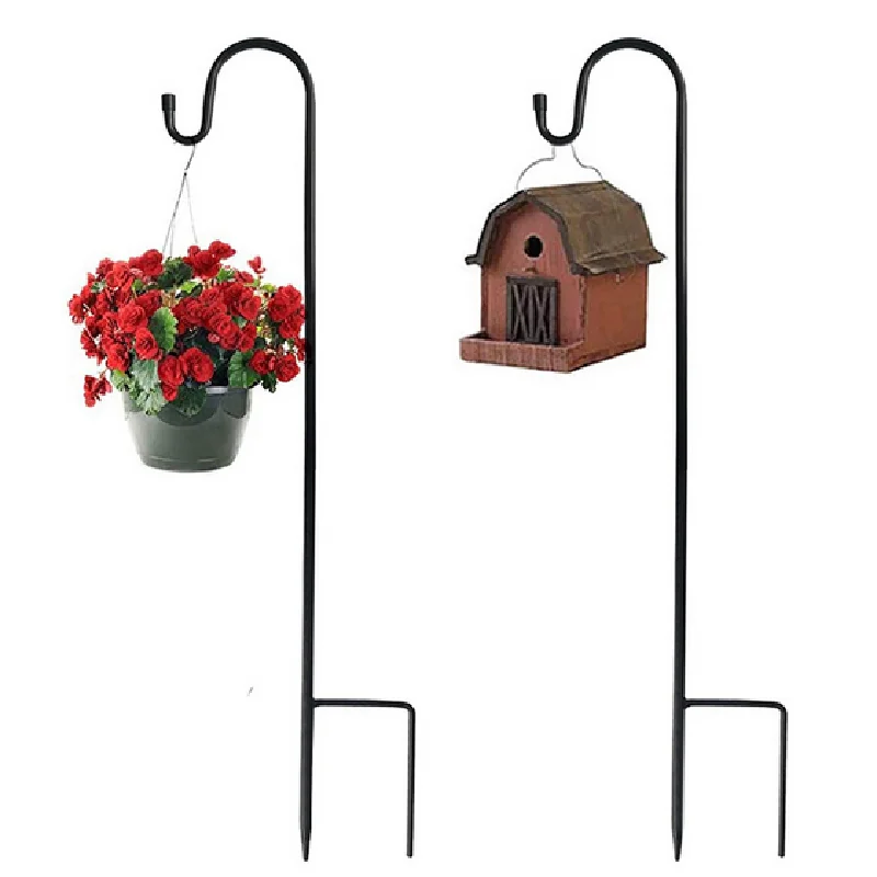 

Garden Hooks Flowerpot Iron Stake Shepherd Crook Hooks Solar Lights Lanterns Bird-Feeder Plant Baskets Flower Hanger Stand