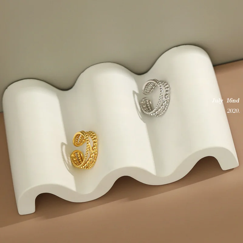 

Gold Beaded Opening Ring Charms For Bulgaria Jewelry Making Women 925 Sterling Silver Multi-layer Irregular Gift Fine Jewellery