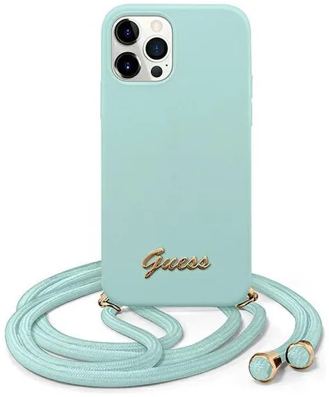 Чехол CG Mobile Guess Liquid silicone Gold metal logo Hard+Cord для iPhone 12 Pro Max цвет Голубой - купить по
