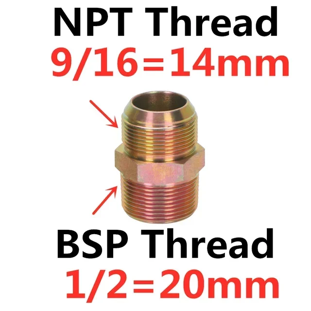 

Стальной переходник NPT 7/16 9/16 U3/4 7/8 к BSP 1/8 1/4 3/8 1/2 74°