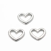 10pcslot metal hollow out silver heart floating charms fit glass living locket pendant necklace lucky gift jewelry