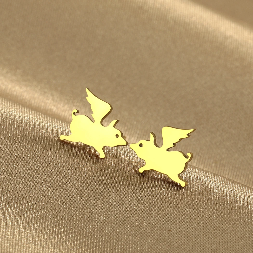 Todorova забавные серьги-гвоздики из нержавеющей стали в виде летающей свиньи