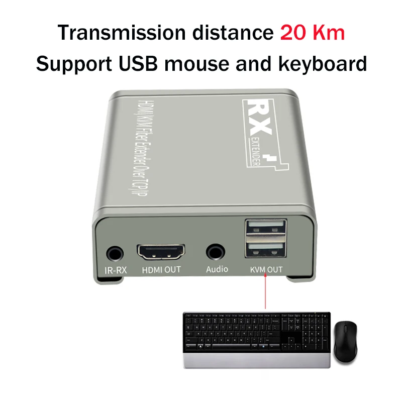 20 км HDMI KVM волоконный удлинитель с USB2.0 через порт SC/FC волоконно-оптический кабель
