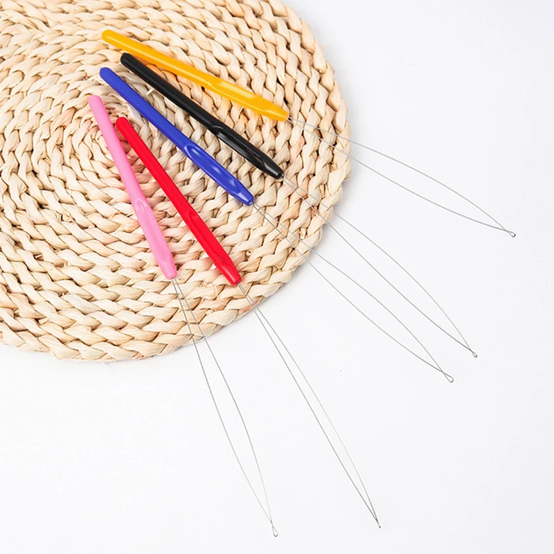 

1PC Plastic Wig Crochet Tufting Threader Handle Hair Extension Hair Extension Beader Micro Rings Loop Tool
