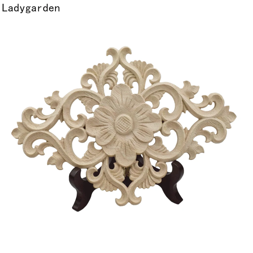 

Unpainted Wood Carving Applique Crafts Furniture Door Frame Home Decoration Miniature Figurine Room Decoration Accessories