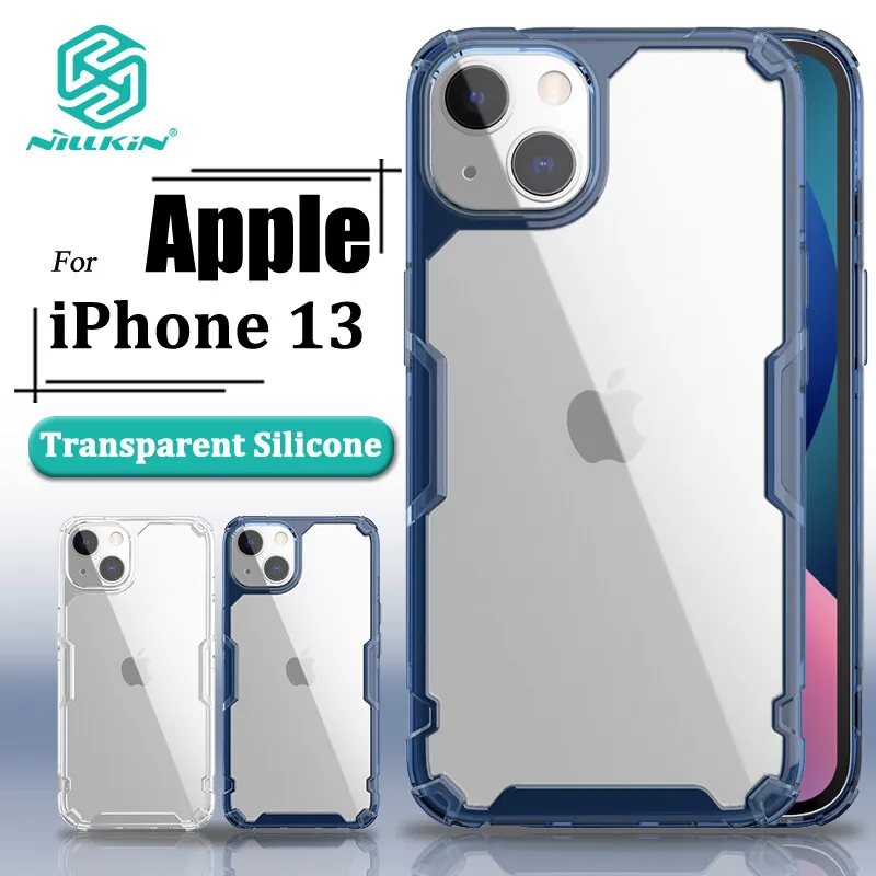 

Роскошный мягкий силиконовый чехол Nillkin для iPhone 13 13 Pro Max, чехлы для телефонов, прозрачный силиконовый прозрачный ударопрочный чехол из ТПУ + ...