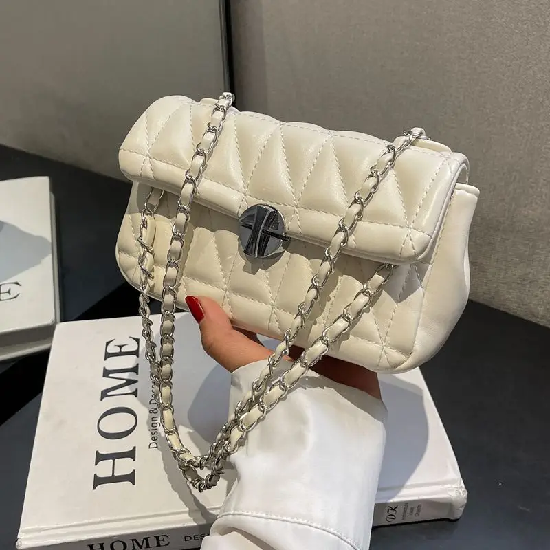 

New Luxury Designer Women's Shoulder Bag Classical Chain Female Crossbody Bags Leather Flap Fashion Square Handbag