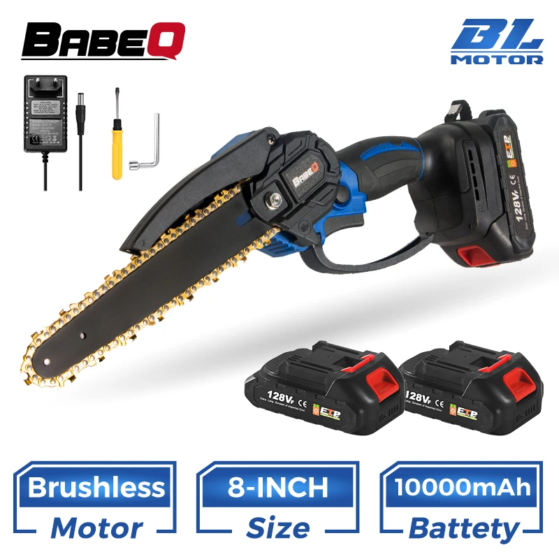 20V Brushless Mini ChainSaw Handheld Pruning Chain Saw Portable Electric Saw Garden Woodworking Cutting Tool with Li-um Battery