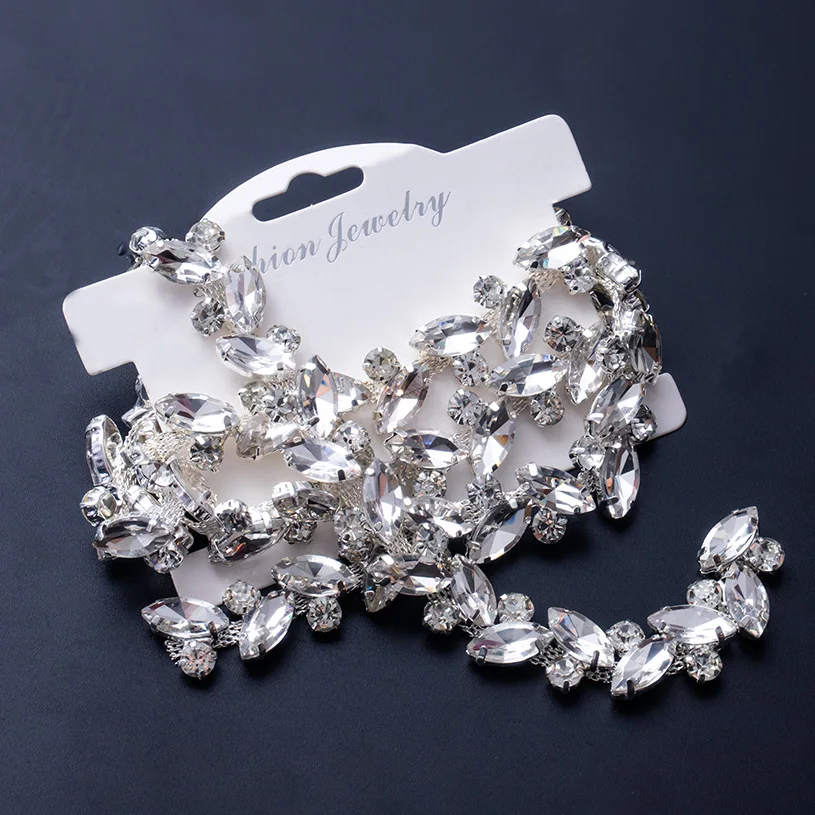 Фото DUCRYSTAL 1 ярд конские глаза коготь цепочка со стразами блестящая стеклянная цепочка с кристаллами горный хрусталь с плоской задней частью пришить декоративную цепочку для одежды №5