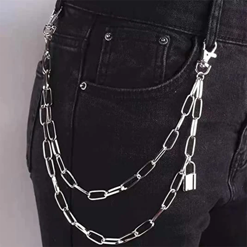 

Hip Hop Rock Key Layered Chain Keychains for Women Men Metal Pants Chain Wallet Jeans Belt Waist Chains Jewelry Accessories
