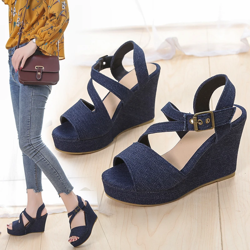 

Women's Wedges Fashion Wedge Sandals Ladies Height Increase Shoes Womens Platform Heels