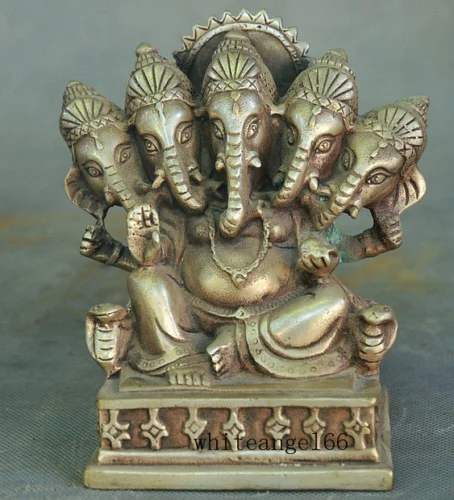 

Collect Old Tibet Tibetan Buddhism Silver 5 Head Elephant Ganesha Buddha Ganesha Statue