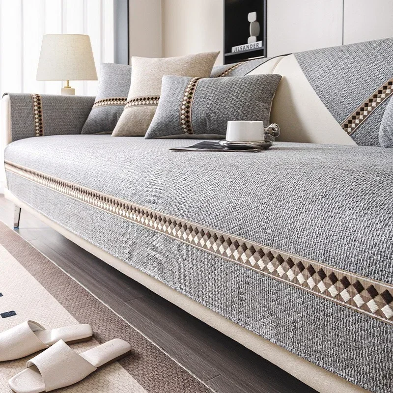 

Юпартэкс Однотонное хлопковое-льняное покрывало для дивана