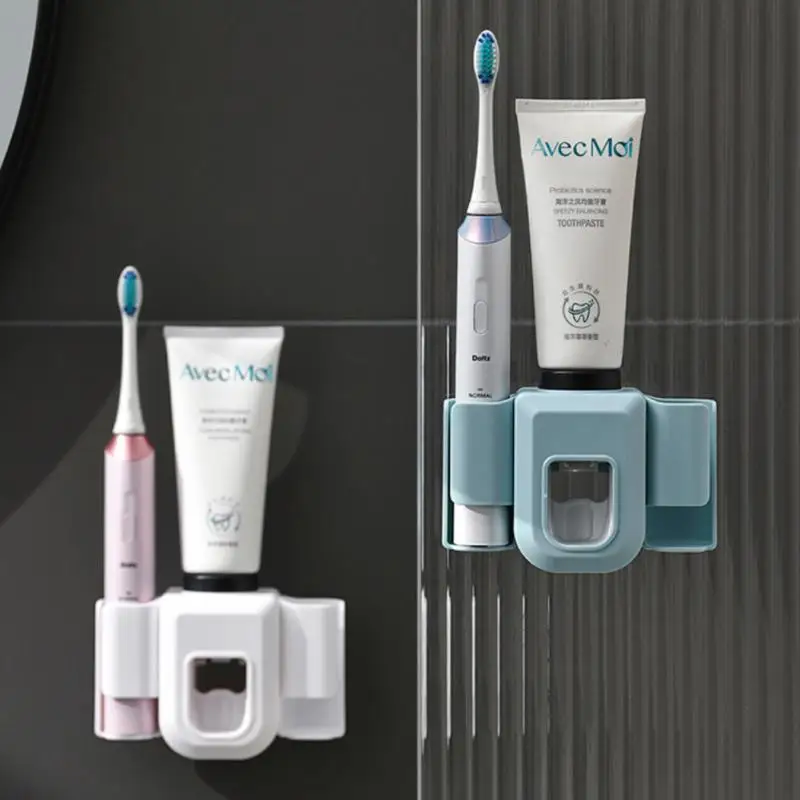 

Bathroom Toothpaste Dispenser Automatic Toothpaste Toothbrush Shelf Elastic Design Lazy Squeezing Automatic Toothpaste Squeezer