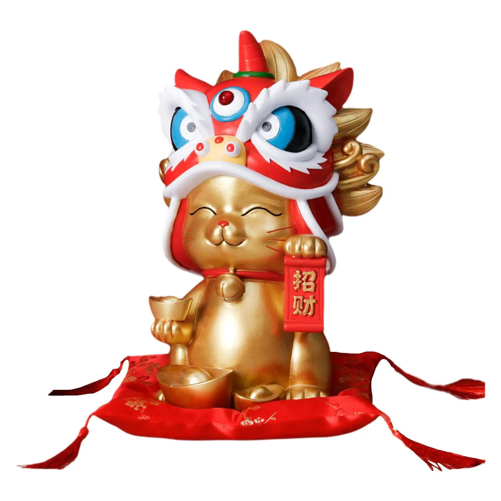 

Lucky Cat Ornaments Statue Figurines Fengshui Resin for Home Porch Office white