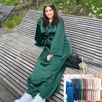 turkish solid large multicolor robe dress muslim wrap abaya kimono dubai moroccan kaftan jilbab satin ramadan islamic clothing