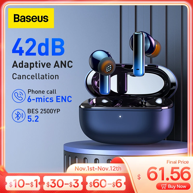 Ceny Baseus Burza 1 Bezprzewodowe Słuchawki Bluetooth 5.2 42dB Adaptacyjne Dynamiczny ANC Słuchawki Z 6-mics ENC Z Redukcją Szumów Słuchawki Douszne HiFi Najtaniej Baseus Burza 1 Bezprzewodowe Słuchawki Bluetooth 5.2 42dB Adaptacyjne Dynamiczny ANC Słuchawki Z 6-mics ENC Z Redukcją Szumów Słuchawki Douszne HiFi