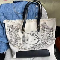 hello kitty cat bag embroidered canvas shoulder bag tote bag casual special interest design cute bag