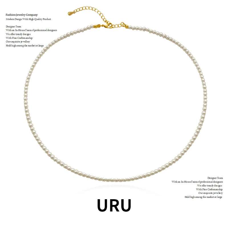 

Trendy Jewelry High Quality Simulated Pearl Necklace Elegant Temperament One Layer White Bead Necklace For Women Female Gift