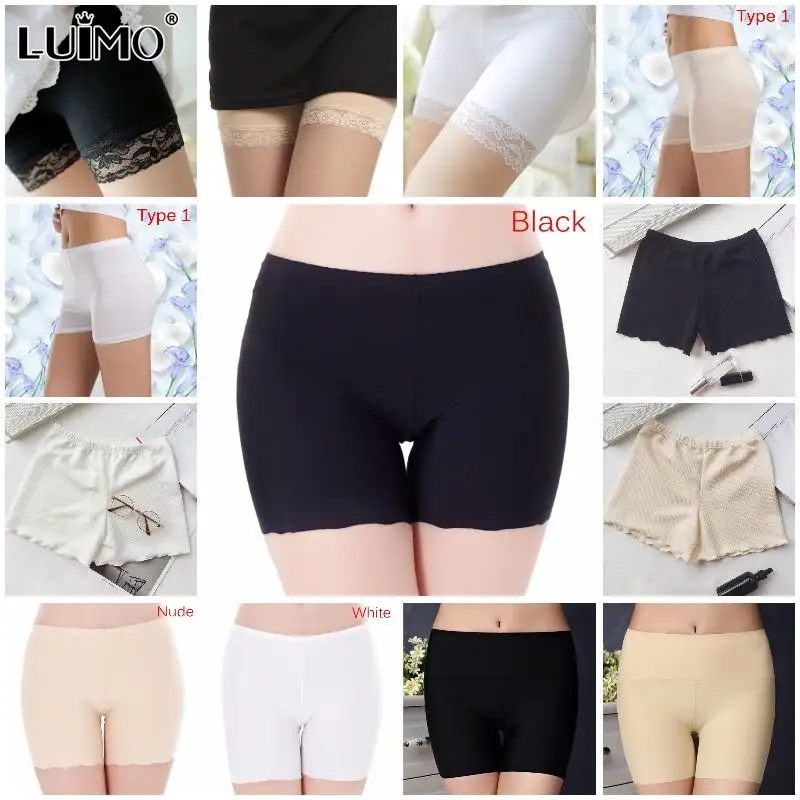 

Ice Silk Cool High Elasticity Under Skirt Female Shorts Under Skirt Plus Size Sexy Lace Anti Chafing Thigh Safety Shorts