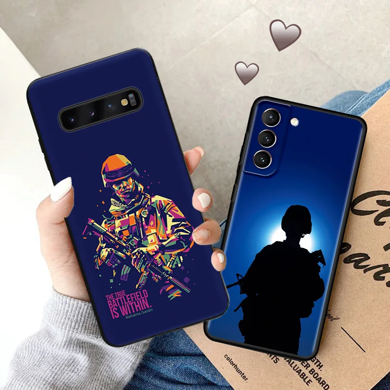 Армейский солдат мягкие чехлы для телефонов Samsung Galaxy S23 S24 Plus S22 Ultra S21 S20 FE S10 5G Note 20