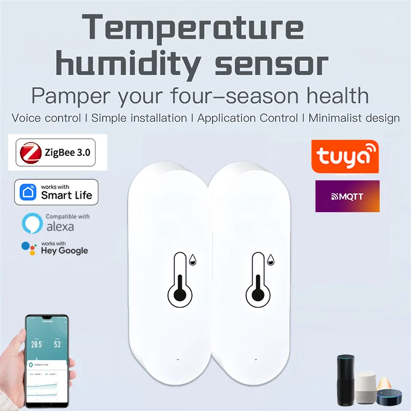 Умный измеритель влажности и температуры Tuya Zigbee для дома с дистанционным