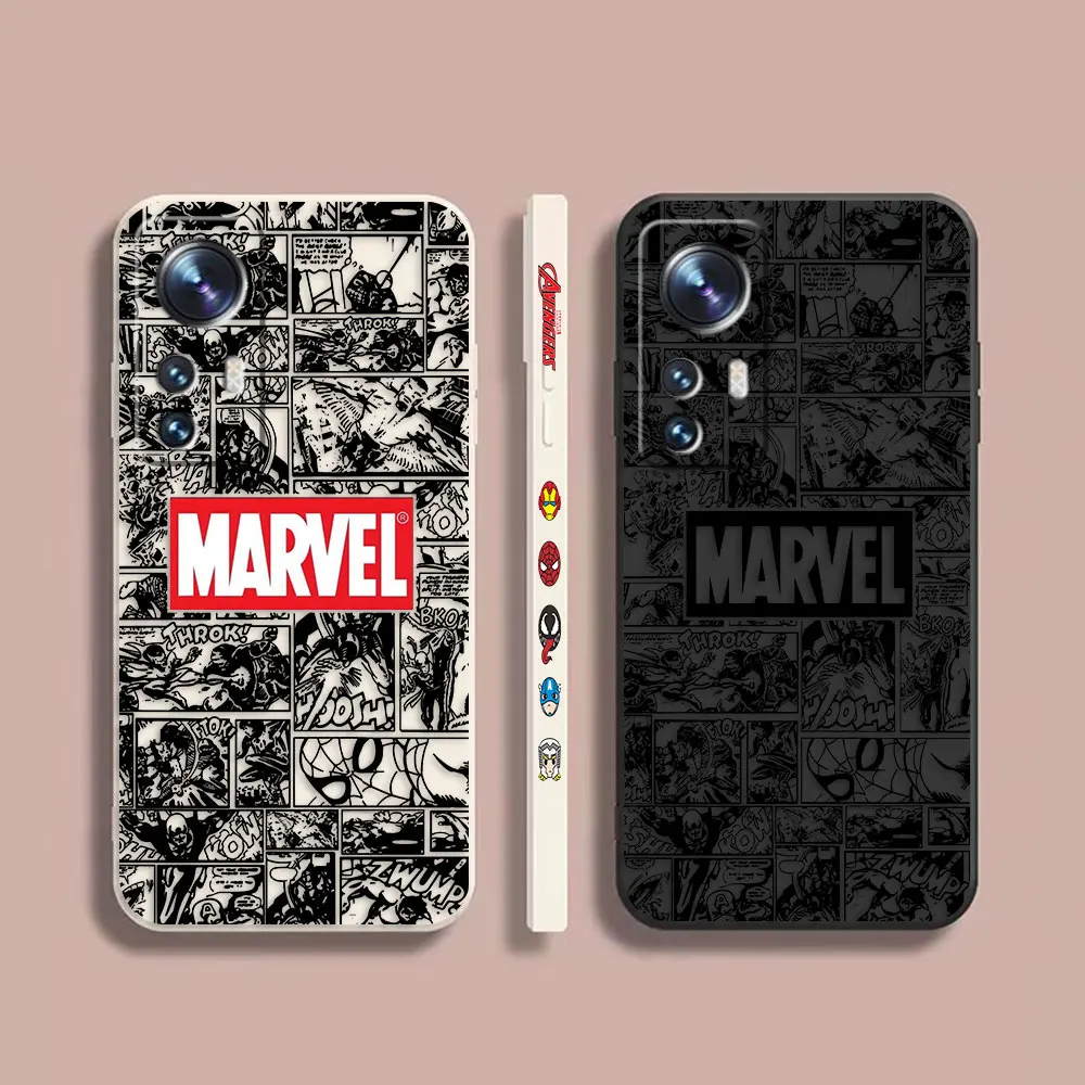 

Phone Case For Xiaomi 13 12 12T 12S 11 11T 10 10S 9 8 Pro Ultra Lite Case Cover Funda Cqoue Shell Capa Marvel Comics Heros Logo